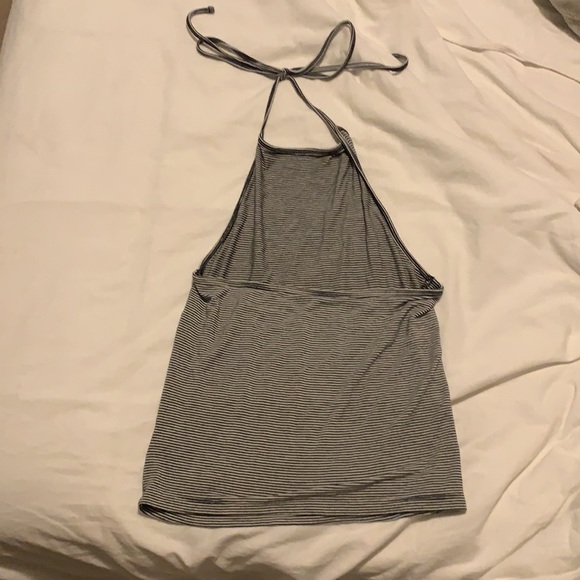 Black stripe high neck tank top with tie - Picture 2 of 2